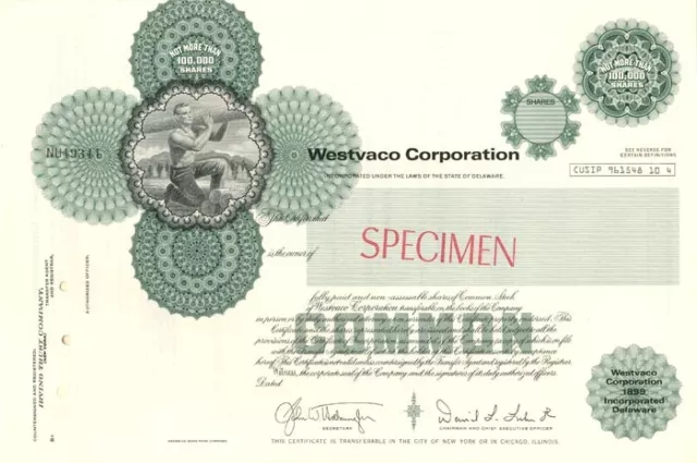 Westvaco Corporation - Stock Certificate - Specimen Stocks & Bonds