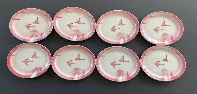 Lot of 8  Syracuse China Econo Rim "TRAVELER" Railroad Oval Platters Side Plates