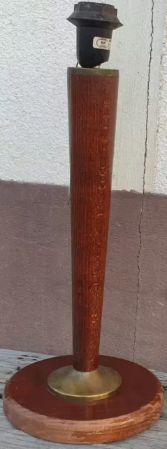 Ancien pied de lampe / MAZDA...UNILUX...en bois..Laiton..H 46 cm