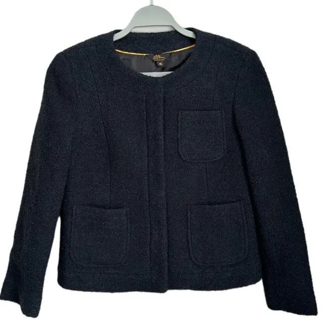L. L. Bean Women’s Wool Blend Boucle Cropped Jacket Blazer Black 6p