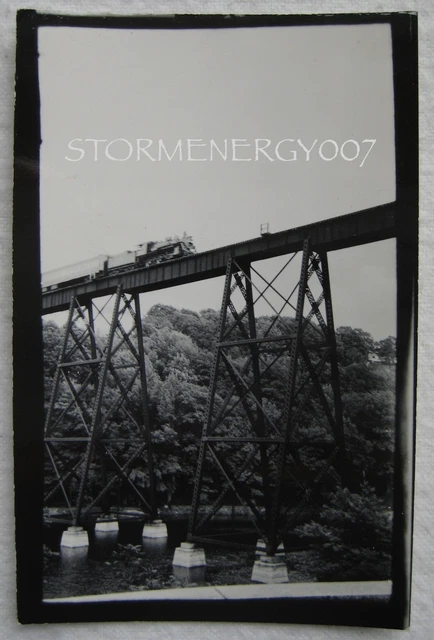 Boston & Maine Railroad Train at Clinton Viaduct MA on Train Bridge 1954 photo