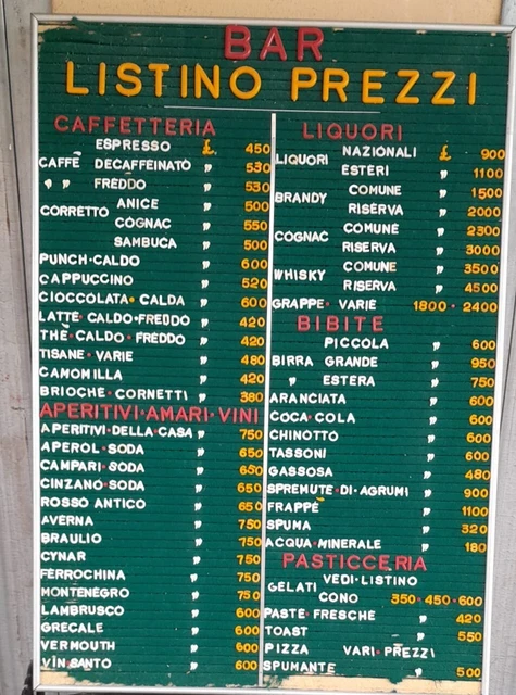 🔥🔥Listino Prezzi bar Lire  COMPLETO 70 X 50  cm  lire 🔥