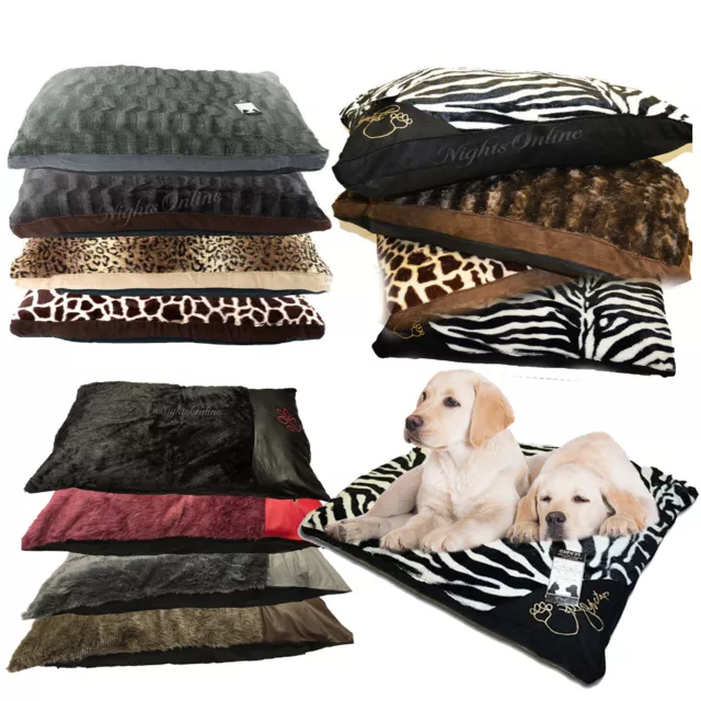 Luxury Large & Extra Large  Fur Dog Bed-Pet Washable Zipped Mattress Cushion