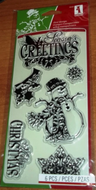 CLEAR ACRYLIC INKADINKADO STAMPS ORNATE CHRISTMAS ~ Snowman  wks CTMH blk