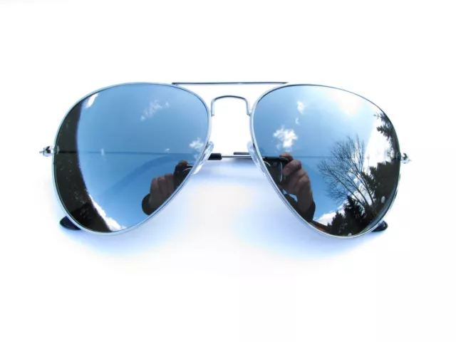 Alpland Pilotenbrille  Sonnenbrille Fliegerbrille  Große Gläser  SILBER SPIEGEL
