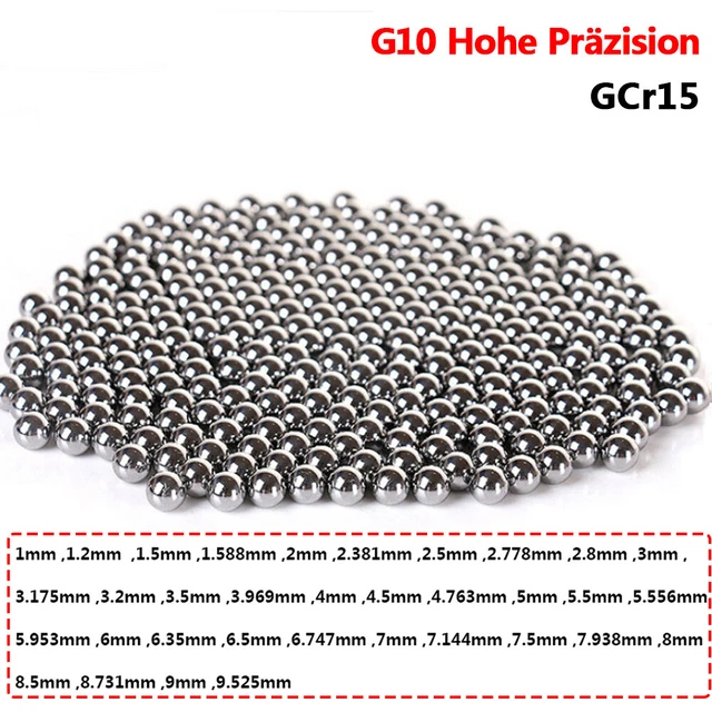 Sfere da 1 mm a 9,525 mm G10 alta precisione cromo solido acciaio cuscinetto catapulta sfere