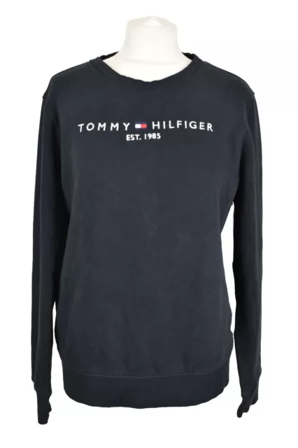 TOMMY HILFIGER Black Crewneck Sweatshirt size 176 Boys Pullover Long Sleeves