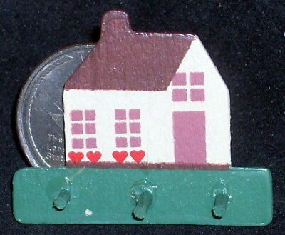 Country Style House Wall Coat Rack 3 Peg 1:12 Miniature Accessories Vintage 0246