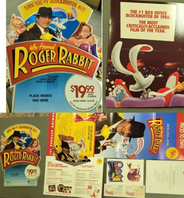 Who Framed Roger Rabbit Retail Display Promo Kit! Table Standees Poster 1989 NOS