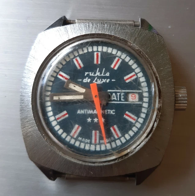 DDR  Armbanduhr Ruhla Deluxe  antimagnetisch, wassergeschütz,rostfrei