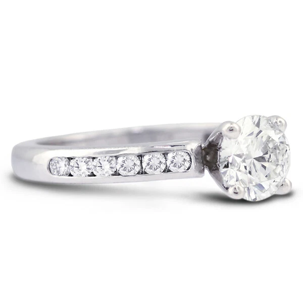 2.48ct H-SI1 Round Cut Natural Certified Diamonds 950 PL. Classic Sidestone Ring