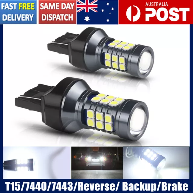 WHITE BULBS GLOBE BRIGHT STOP TAIL LIGHT T20 BRAKE 7440 7443 LED ERROR FREE x2