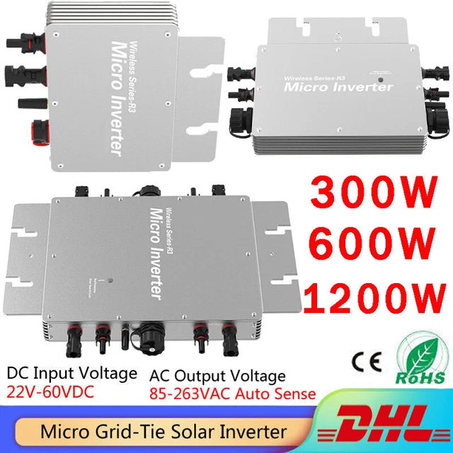 300W-1200W SOLAR INVERTER GridTie MPPT Micro Inverter 22-60V APP ...