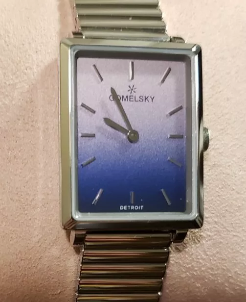 Shinola Gomelsky Watch With 32x25mm Blue With Purple Hue Face & Silver Bracelet