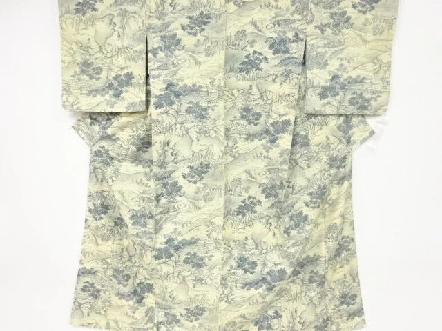 6538423: Japanese Kimono / Vintage Kimono / Mawata Tsumugi / Scenery