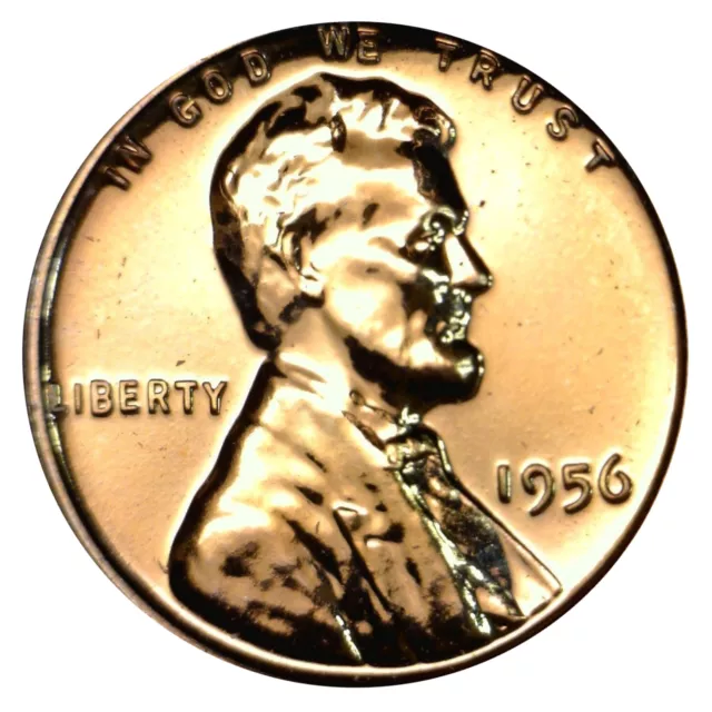 1956 Lincoln Wheat Cent Penny Gem Proof US Mint Coin No Mint Mark Uncirculated