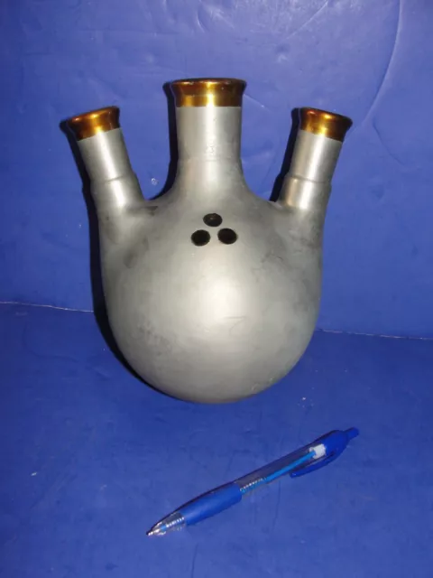 RARE Alien UV IR Aluminum coated 3 neck 1000ml round bottom flask Pyrex Made USA