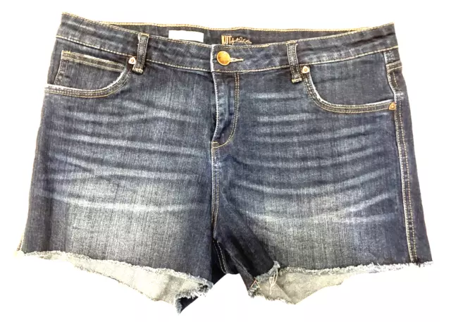 Kut From The Kloth Denim Shorts Womens 14 Gidget Fray Raw Hem Dark Jean EUC