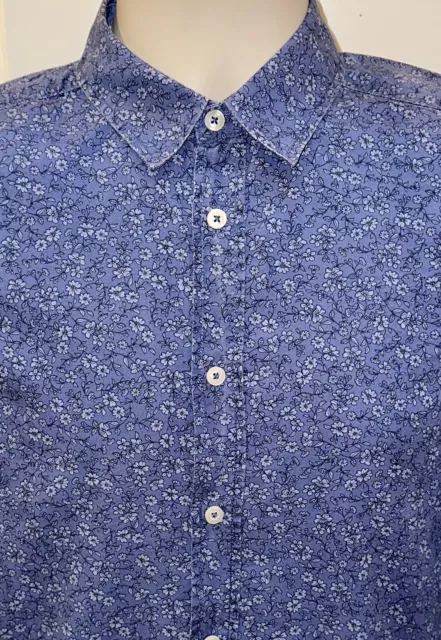UNITED COLORS OF Benetton Men’s Blue Floral Button Front L/S Shirt Size ...