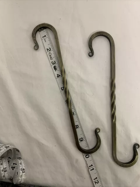 S Hooks Set of 2, 10 Inch hand forged blacksmith twisted s hook campfire pot 2