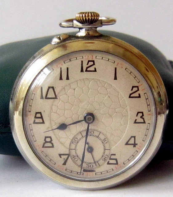 Vecchio Orologio Da Tasca Con Vetro Incrinato Parzialmente Sepolto in Alga Secca Fotografia