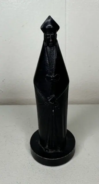 Peter Ganine Conqueror Medieval Sculpted Bishop Chess Piece Vintage 1962 Black