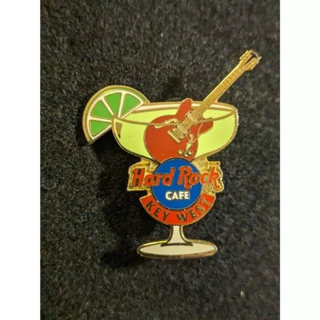 Hard Rock Cafe Pin Key West Margarita Glass W/ Lime And Guitar