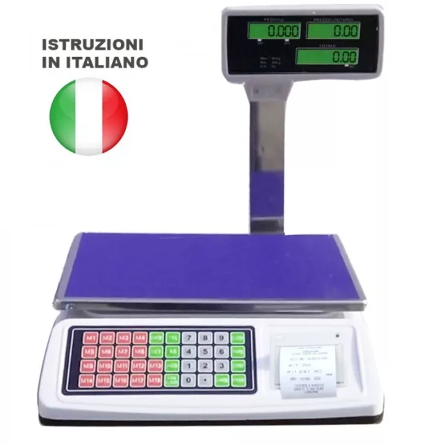 Bilancia Bascula Da Banco Elettronica Con Scontrino Stampabile 50Kg Display