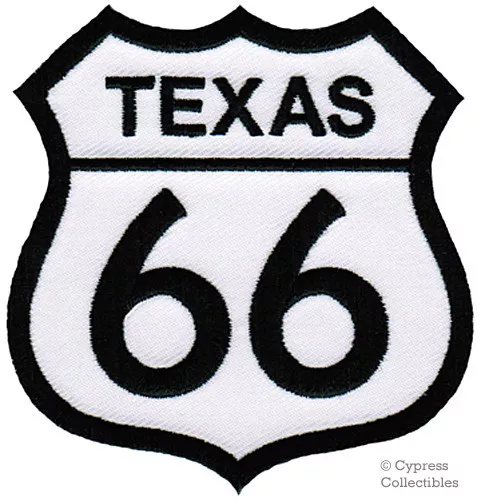 TEXAS ROUTE 66 EMBROIDERED PATCH - IRON-ON APPLIQUE Highway Road Sign Biker