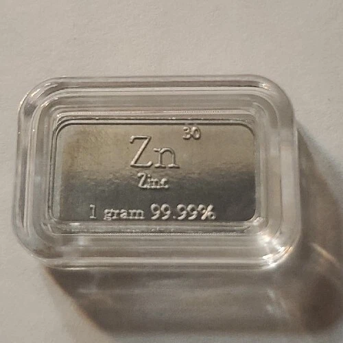 Fine .999 Zinc Ingot 1 Gram Pure USA Bar Collectible Metal Elemental Bullion