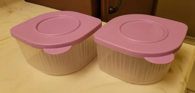 NEW Tupperware FRESH N' COOL 2 CUP CONTAINER Bowl Pink Lid #5056A