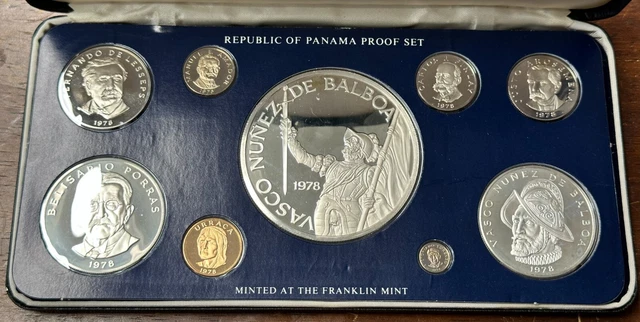 1978 Panama 9 Coin Proof Set *ALL PRISTINE*