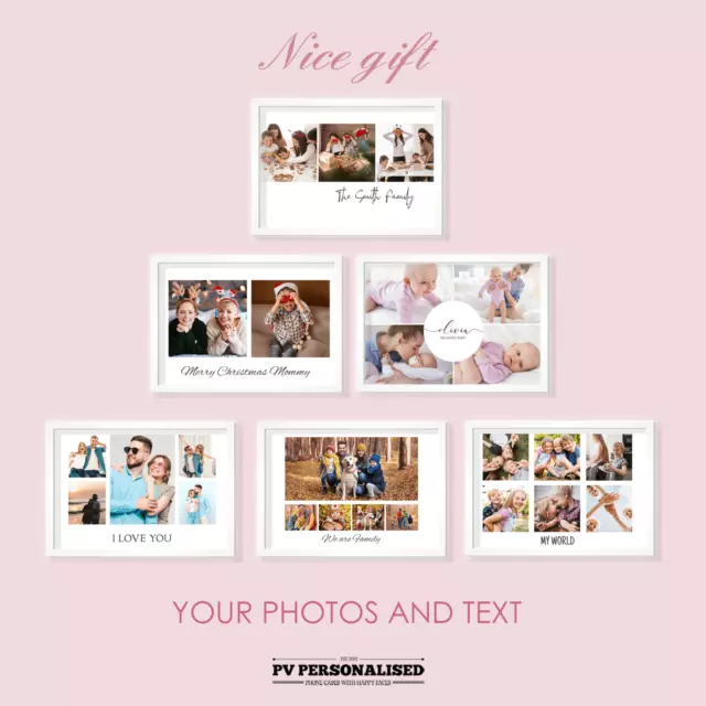 Personalisiert Ihre Fotos Collage Wandposter Rahmen Druck A4 A5 Haus Familie Geschenk