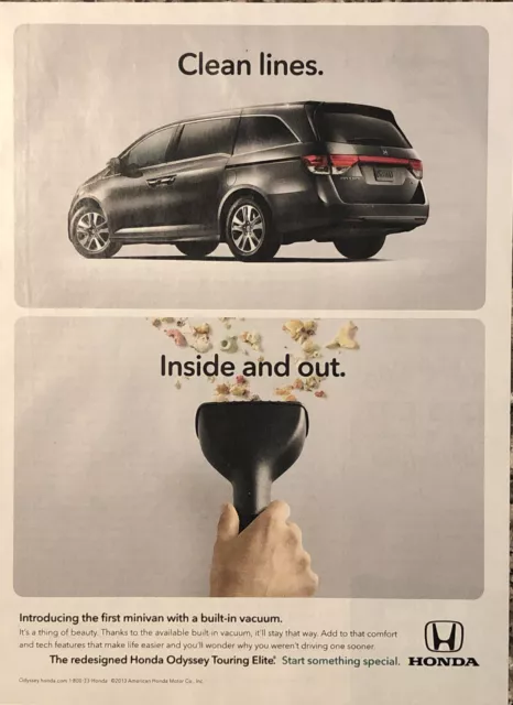 PRINT AD 2013 Honda Odyssey Touring Elite Minivan First Van w Built-In Vacuum