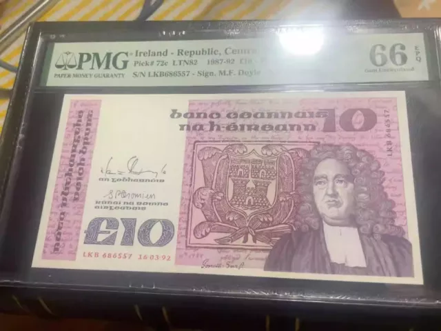 Ireland Republic banknote 1987 - 1992 banknote 10 pounds PMG 66 P-72c