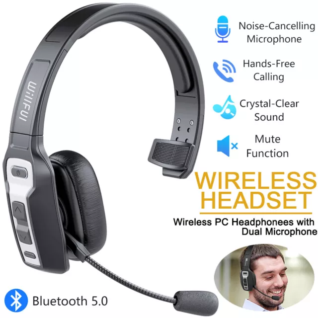 Trucker Bluetooth Wireless Headset with Noise Cancelling Mic For Cell Phones PC