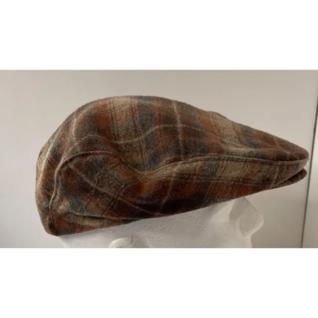 Vintage 80s Pendleton Newsboy Hat Pure Virgin Wool Plaid Cabbie Mens Size L