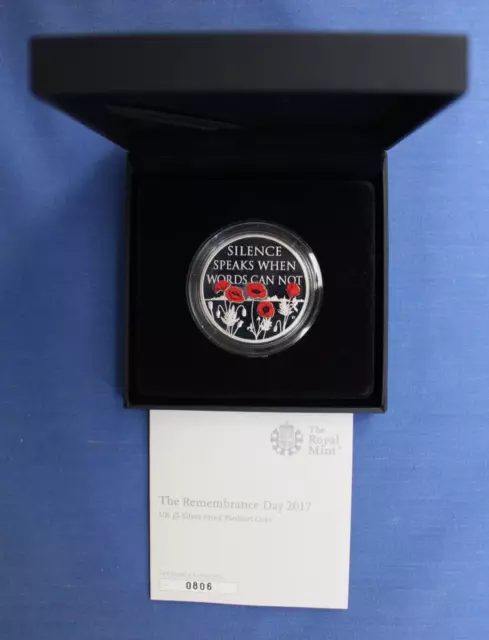 2017 Silver Piedfort Proof £5 coin "Remembrance Day" in Case with COA