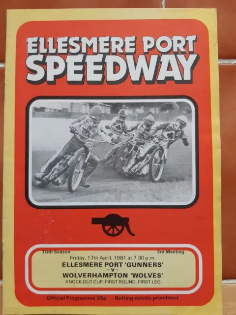 ELLESMERE PORT vs WOLVERHAMPTON SPEEDWAY PROGRAMME 17/4/1981