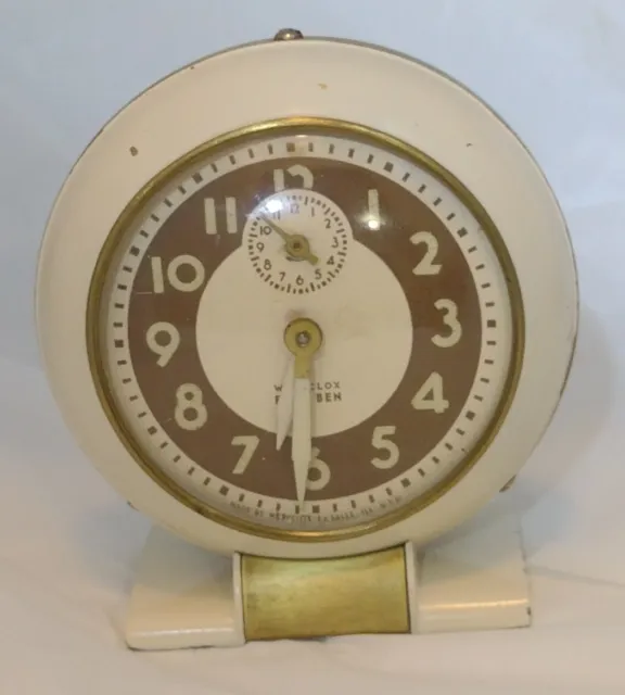 Vintage Art Deco Westclox Baby Ben 61-R Mechanical Wind Up Alarm Clock - Working