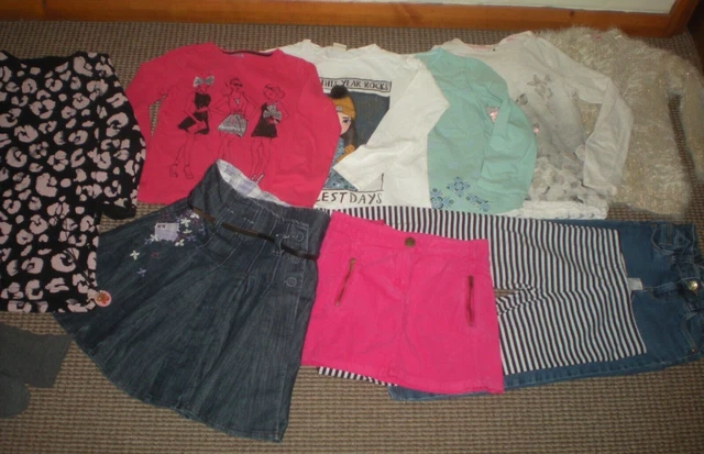 Bundle Girls Clothes age 6-7yrs Jeans Tops Skirt Dress Leggings Tights cardi  N