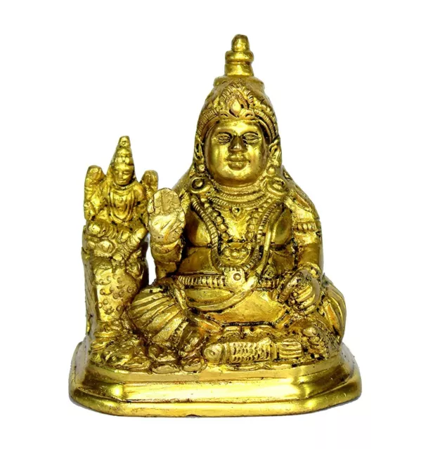 Messing Laxmi Kuber Murti Idol Schatz Reichtum Gott Skulptur Heimbüro Tempel