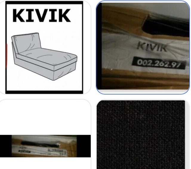 IKEA Kivik CHAISE LOUNGE Cover Teno Black Wool Blend,NEW,MatesAvail,Tweed NOP