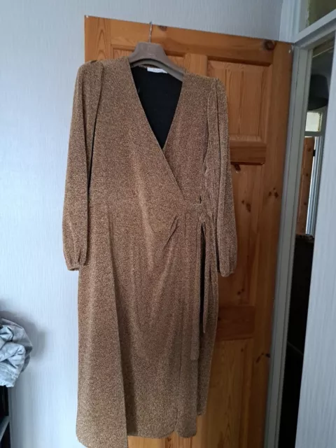 ladies gold coloured wrap over dress size 26 from.jodie love very