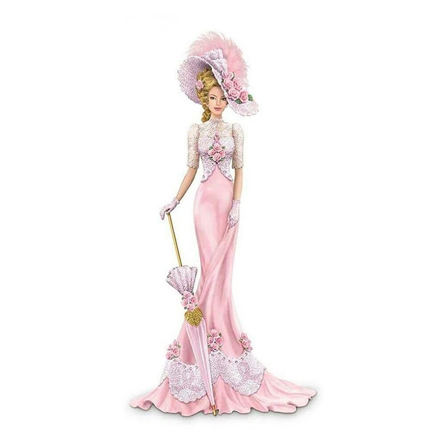 Lady in Pink Dress Oil Paint By Numbers Kit DIY Frameless Drawing Picture Adults