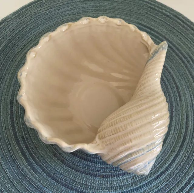 Shoreline Collection Home Studio Nautilus Sea Shell 7” Bowl,  Hand Painted