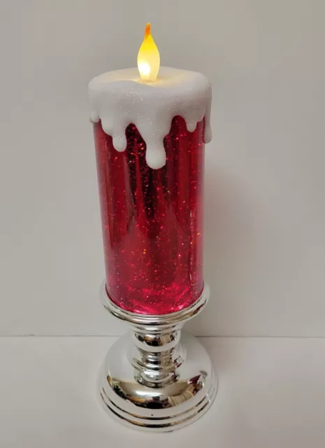 13 Illuminated Glitter Candle With Pedestal by Valerie