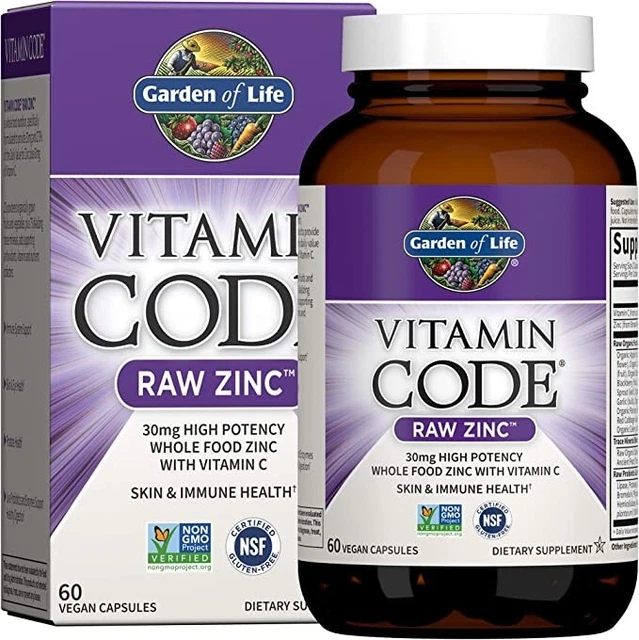 Garden of Life 101119 Vitamin Code Raw Zinc Whole Food Supplement 60 Capsules