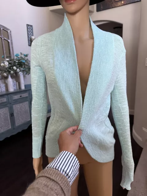 Lilly Pulitzer Knit Amalie Turquoise Long Sleeve Open Front Cardigan Size XS