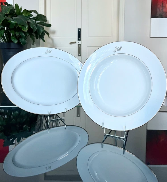 Plat Ovale + Plat Creux en Porcelaine de Limoges - Service de Table Monogrammes